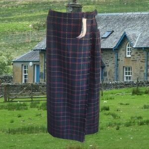 Unbranded Navy Plaid Pencil Skirt with Red Windowpane